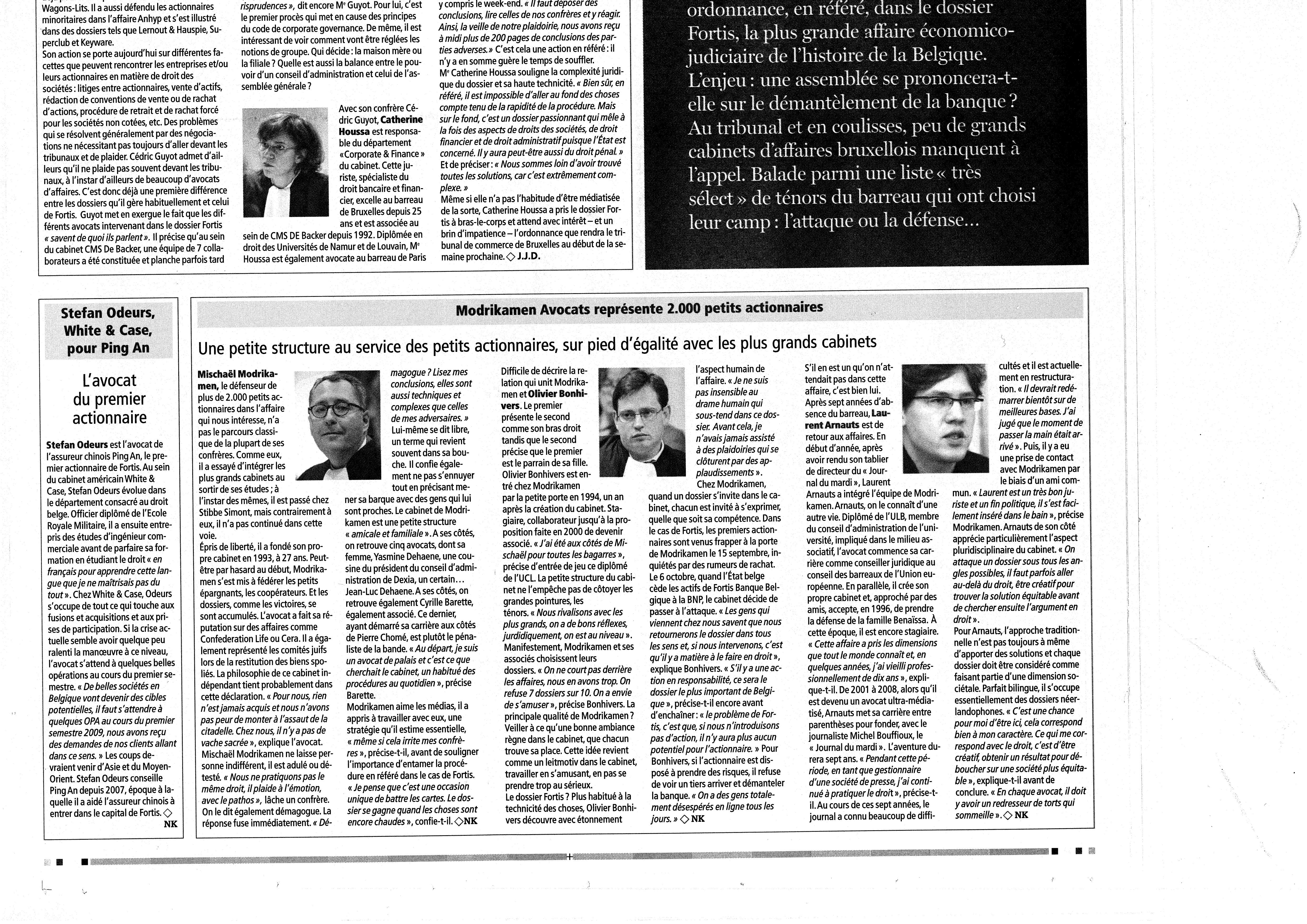 L’Echo – The lawyer at the heart of Fortis